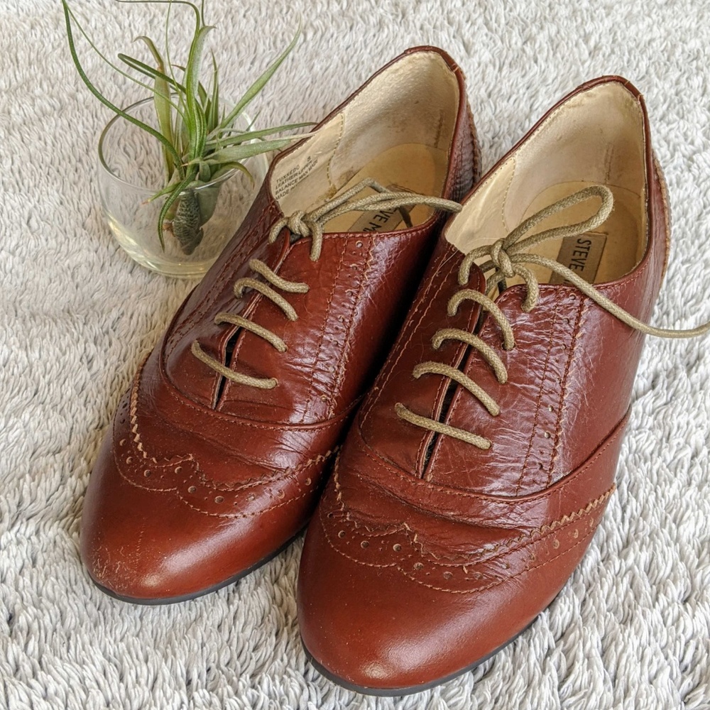 Steve Madden Cognac Tuxxedo Oxford Shoes Size 8